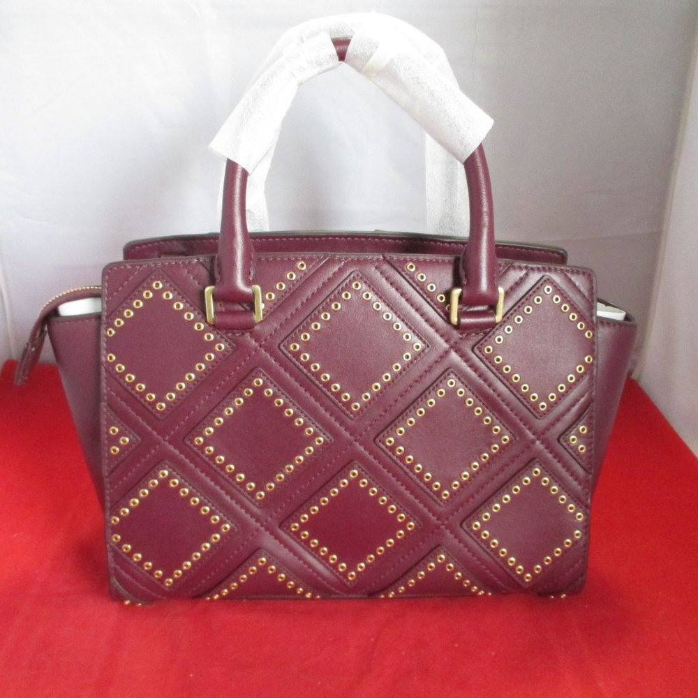 Michael Kors Selma Medium Grommet Top Zip Satchel $498 Plum #051 - Picture 14 of 15